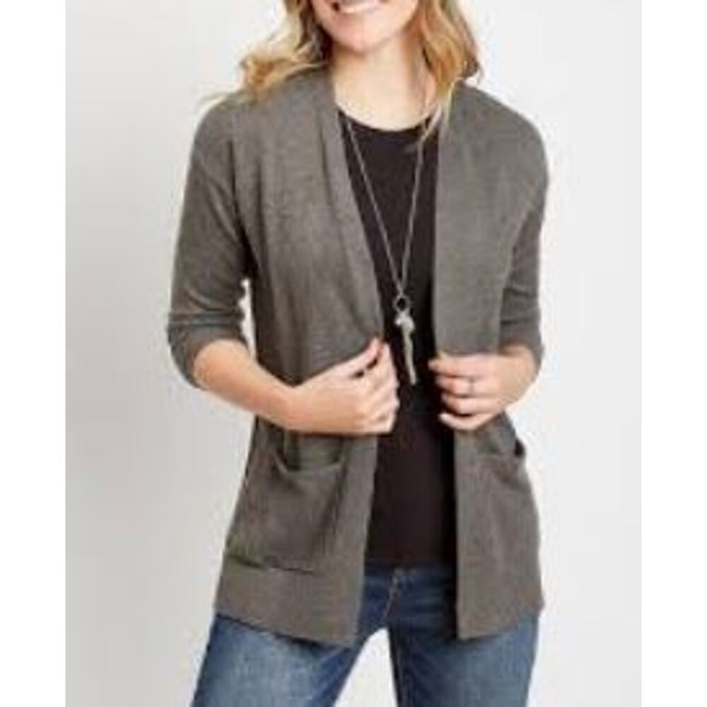 Pink Clover Womens Pullover Open Front Cardigan Sweater Long Sleeve XS Green